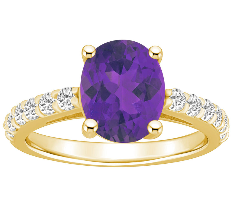 Affinity Gems Oval-Cut Gemstone & Diamond Ring,14K Gold — View 3