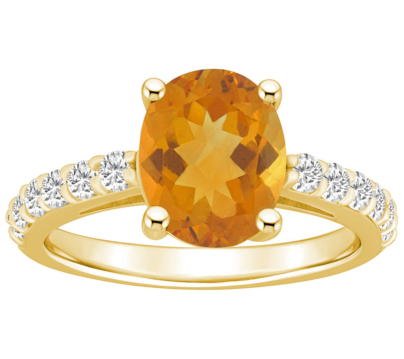 Affinity Gems Oval-Cut Gemstone & Diamond Ring,14K Gold — View 7