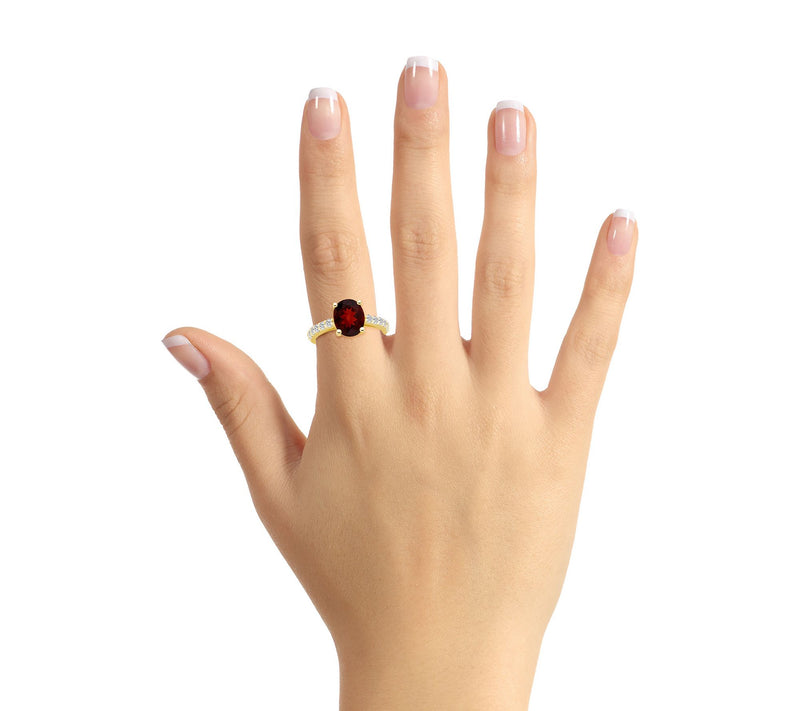 Affinity Gems Oval-Cut Gemstone & Diamond Ring,14K Gold — View 12