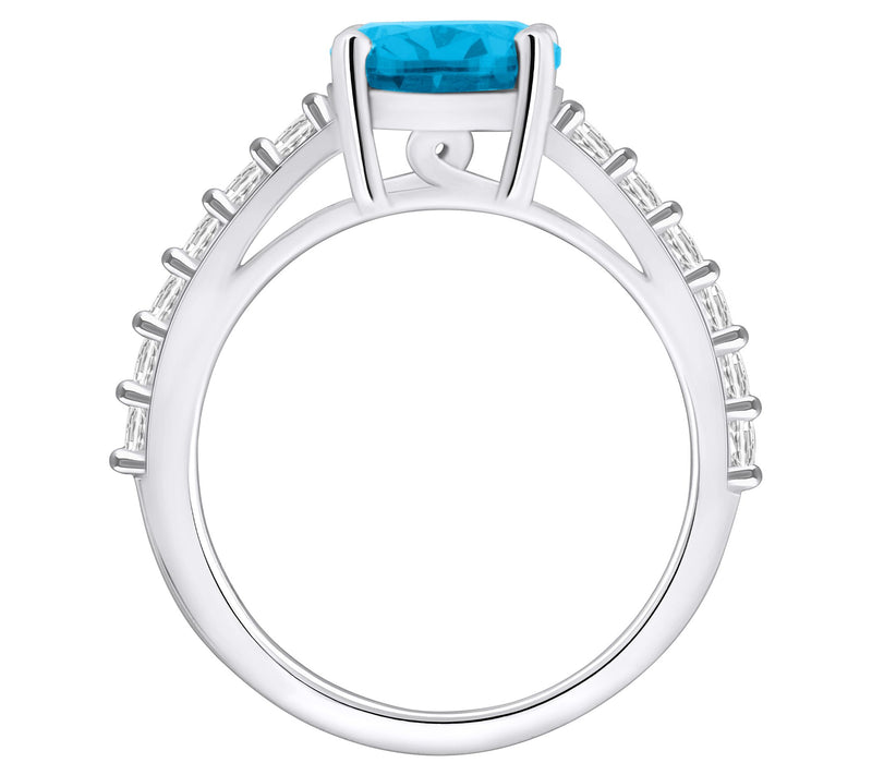 Affinity Gems Oval Gemstone & Diamond Ring, 14KWhite Gold — View 10