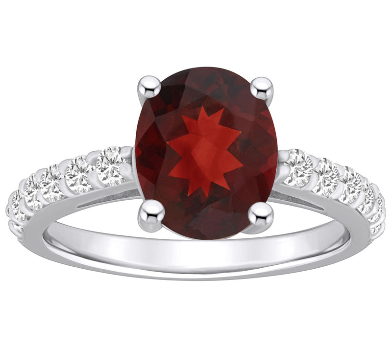 Affinity Gems Oval Gemstone & Diamond Ring, 14KWhite Gold — View 9