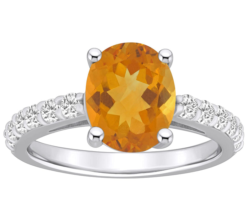 Affinity Gems Oval Gemstone & Diamond Ring, 14KWhite Gold — View 7