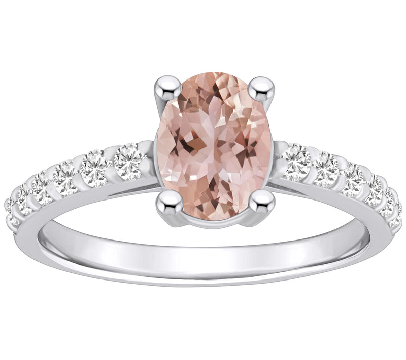 Affinity Gems Oval-Cut Morganite & Diamond Ring, 14K Gold — View 5