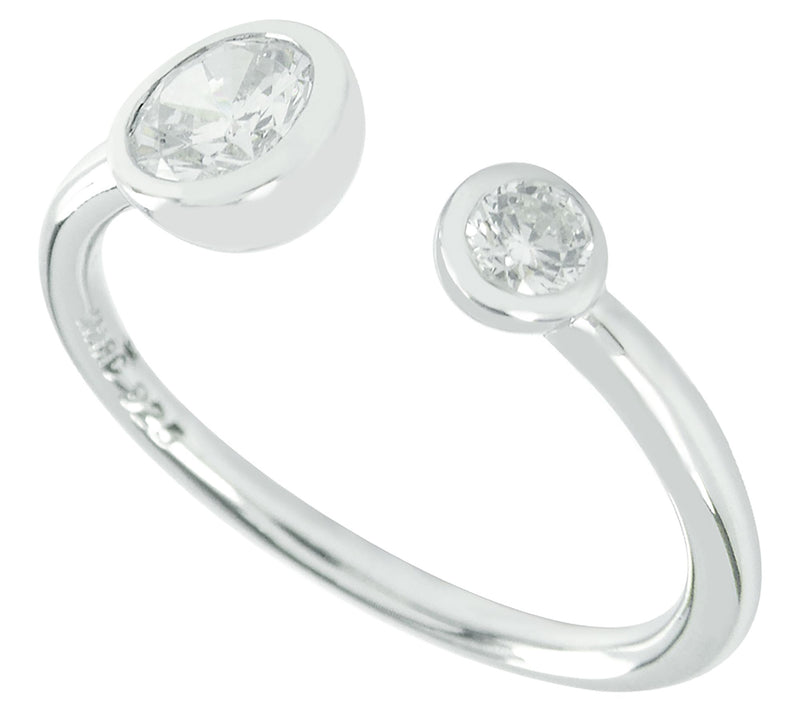 Diamonique 0.95 cttw Bezel Set Cuff Ring, Sterling Silver — View 4