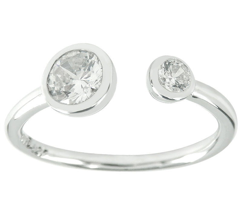 Diamonique 0.95 cttw Bezel Set Cuff Ring, Sterling Silver — View 3