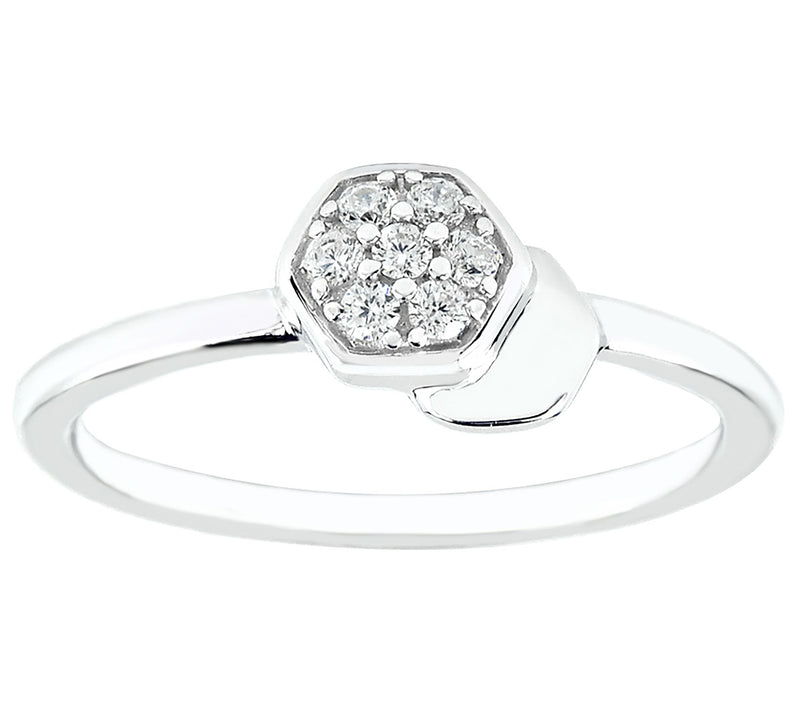 Diamonique Honeycomb Ring, Sterling Silver — View 3