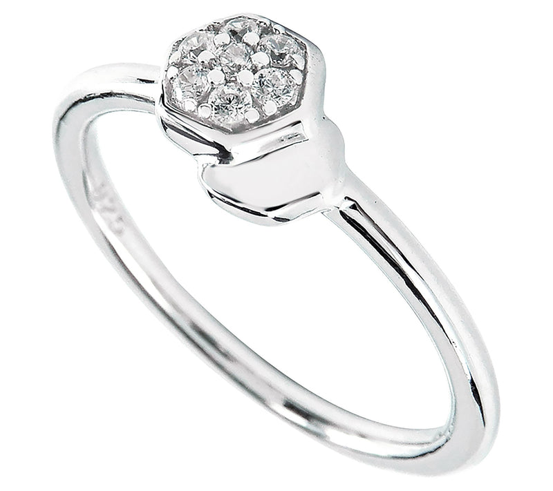 Diamonique Honeycomb Ring, Sterling Silver — View 4