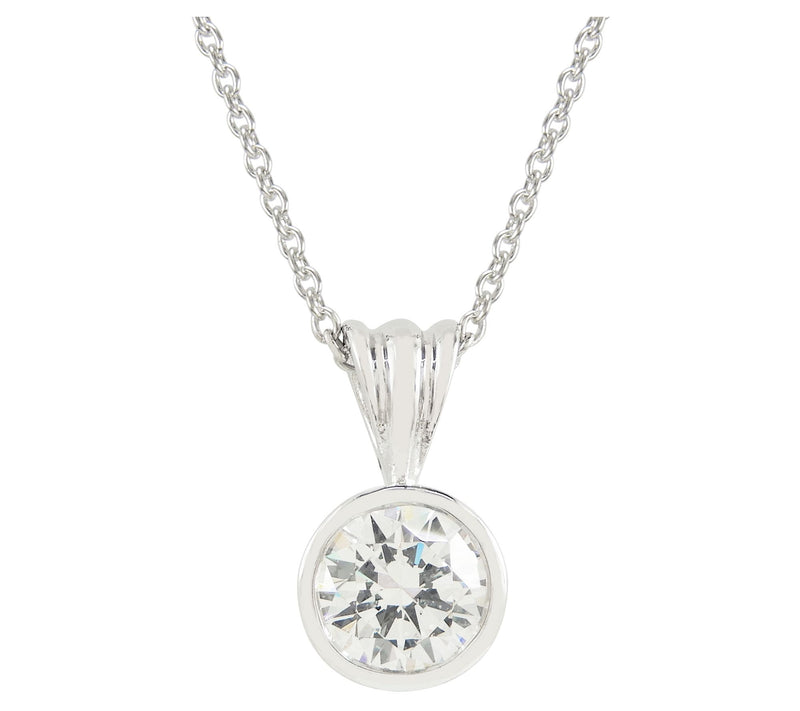 Diamonique 1.20 cttw Round Pendant w/ Chain, Sterling Silver — Main view