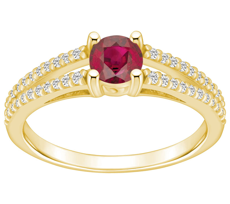 Affinity Gems Round Gemstone & Diamond Ring, 14K Gold — Main view