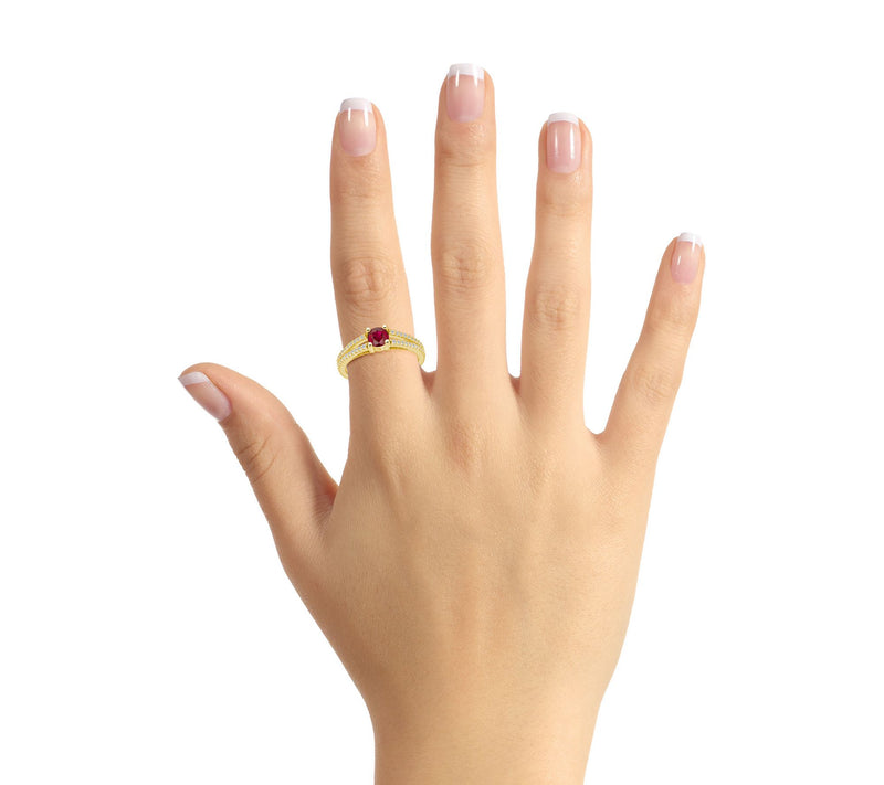 Affinity Gems Round Gemstone & Diamond Ring, 14K Gold — View 12