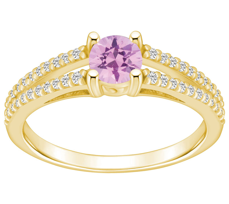 Affinity Gems Round Gemstone & Diamond Ring, 14K Gold — View 5