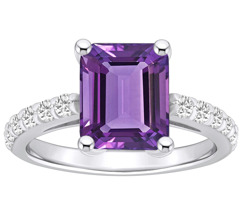Affinity Gems Emerald-Cut Gemstone & Diamond Ring, 14K Gold — View 3