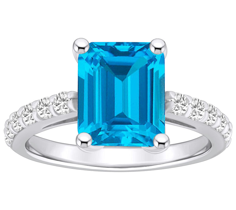 Affinity Gems Emerald-Cut Gemstone & Diamond Ring, 14K Gold — View 5