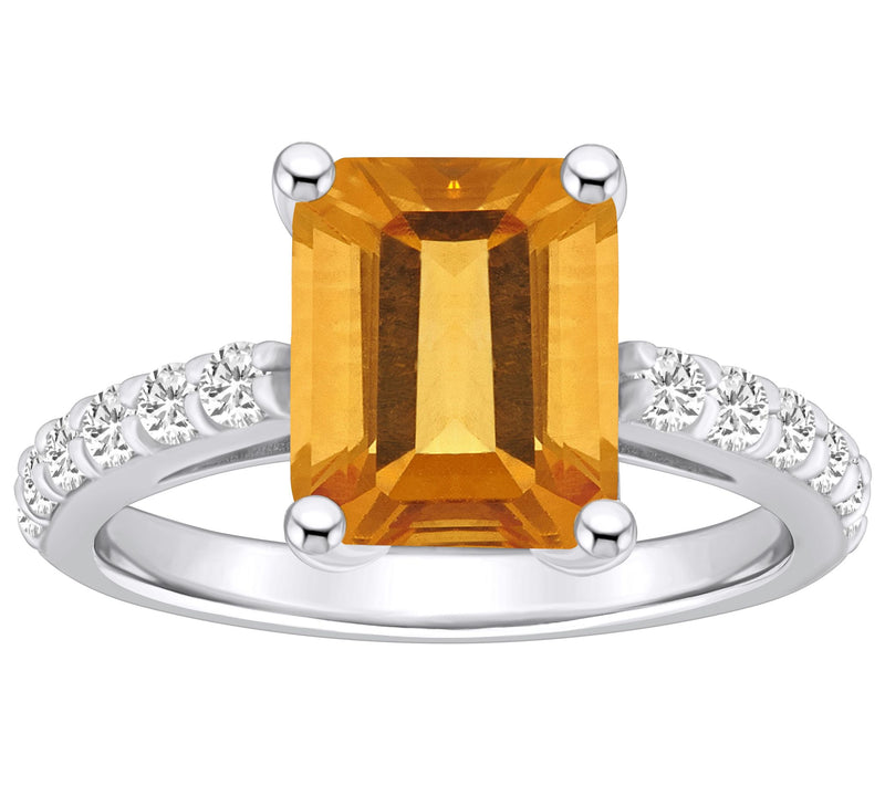 Affinity Gems Emerald-Cut Gemstone & Diamond Ring, 14K Gold — Main view