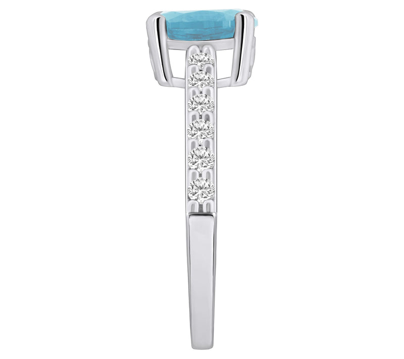 Affinity Gems Oval Aquamarine & Diamond Ring, 14K Gold — View 7