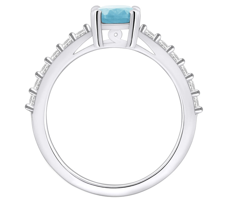 Affinity Gems Oval Aquamarine & Diamond Ring, 14K Gold — View 6