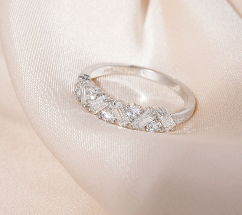 Diamonique 0.65 cttw Round & Baguette-Cut Ring — View 9