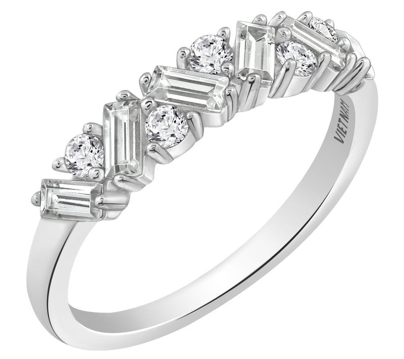 Diamonique 0.65 cttw Round & Baguette-Cut Ring — View 3