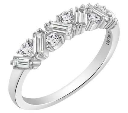 Diamonique 0.65 cttw Round & Baguette-Cut Ring
