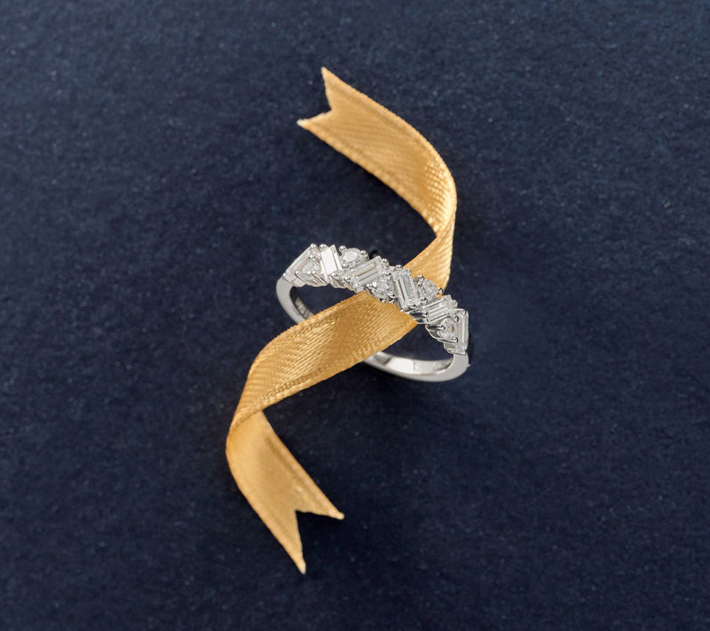 Diamonique 0.65 cttw Round & Baguette-Cut Ring — View 11