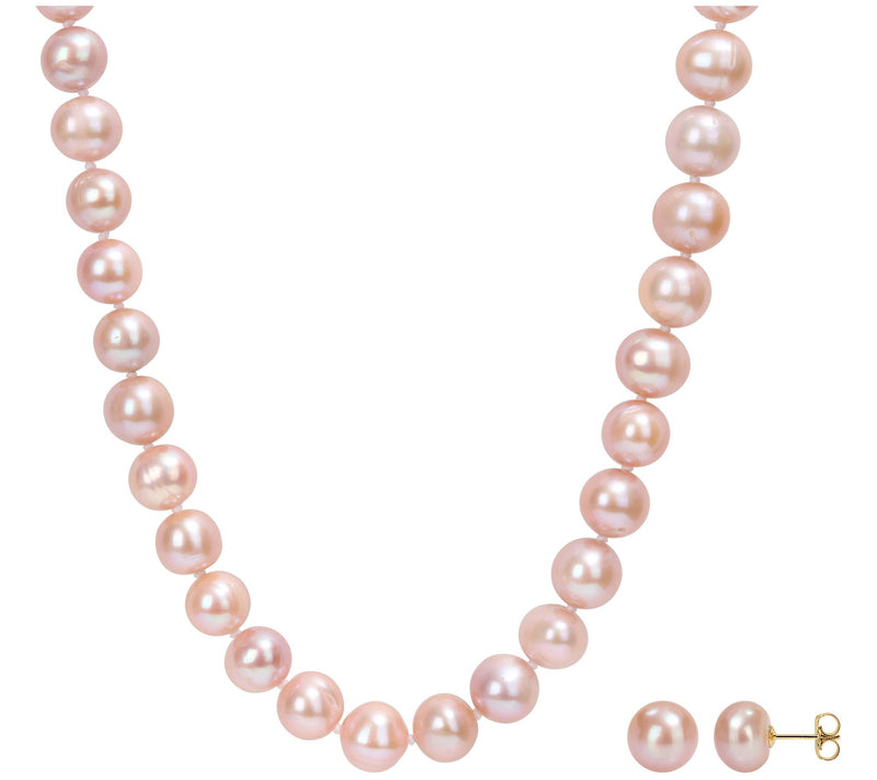 Affinity Cultured Pearl Necklace & Stud Earrings Set, 14K Gol — View 4