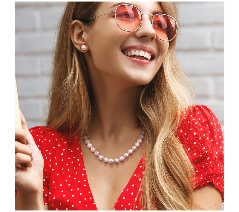 Affinity Cultured Pearl Necklace & Stud Earrings Set, 14K Gol — View 8