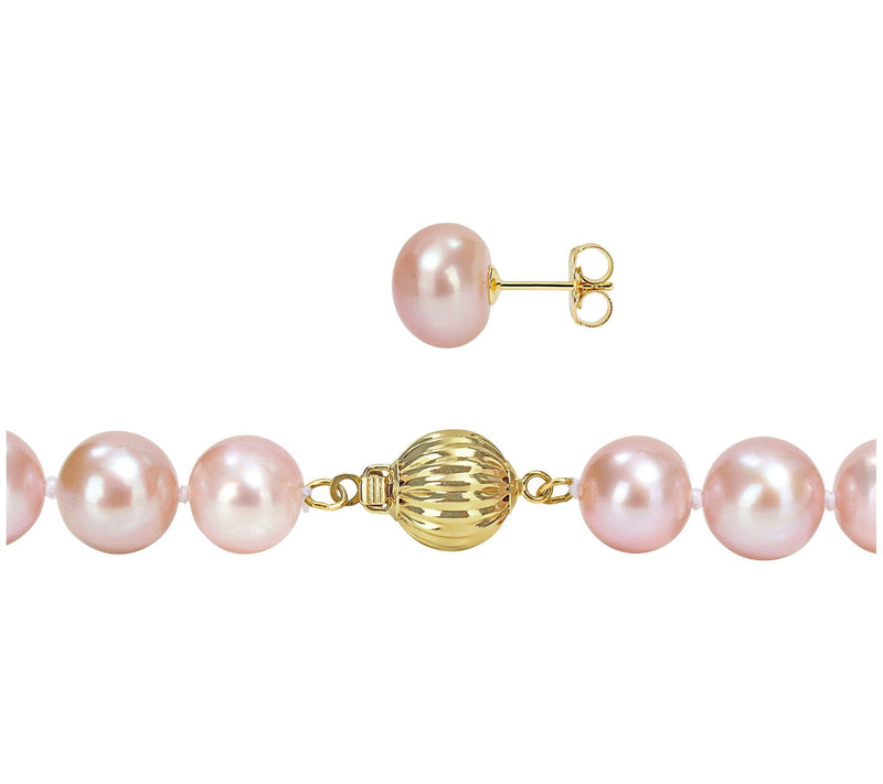 Affinity Cultured Pearl Necklace & Stud Earrings Set, 14K Gol — View 5