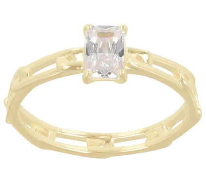 Diamonique 0.50 cttw Paperclip Link Ring, Sterling Silver