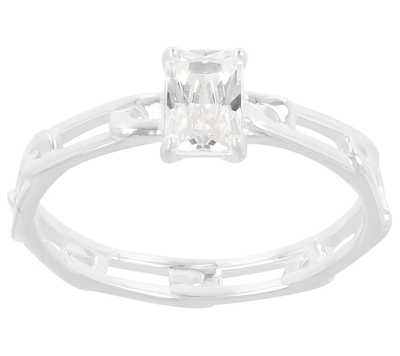 Diamonique 0.50 cttw Paperclip Link Ring, Sterling Silver — View 3