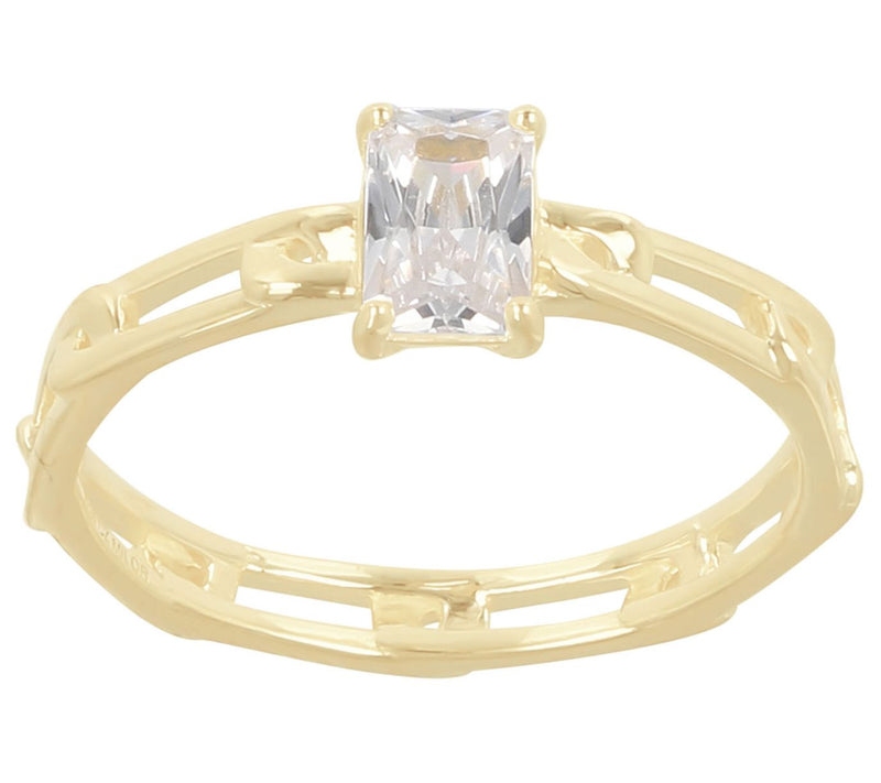 Diamonique 0.50 cttw Paperclip Link Ring, Sterling Silver — View 5