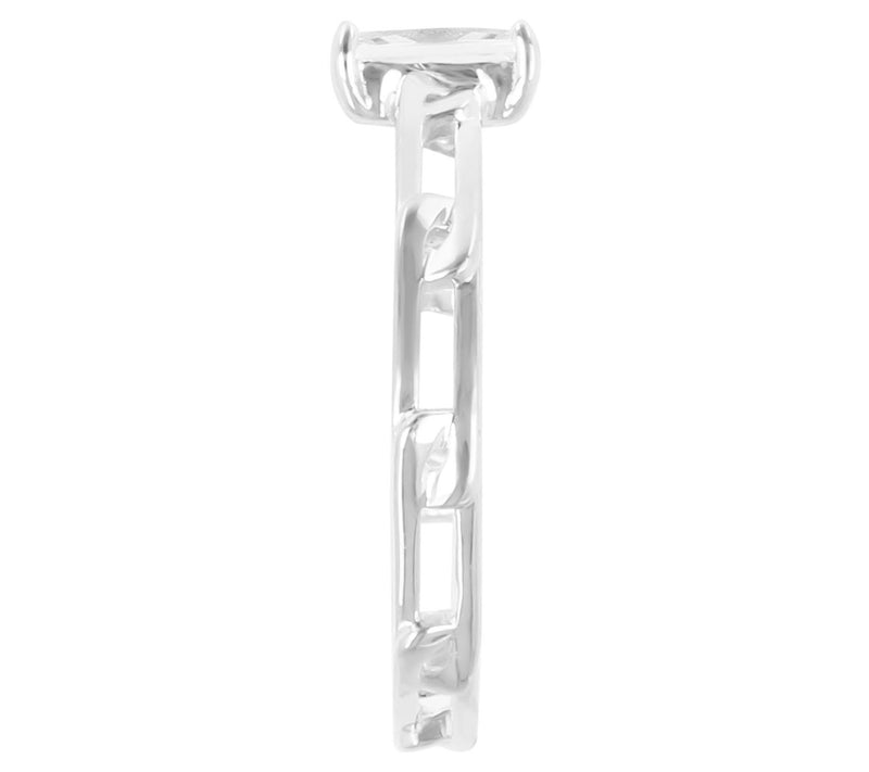 Diamonique 0.50 cttw Paperclip Link Ring, Sterling Silver — View 6