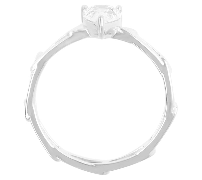 Diamonique 0.75 cttw Pear Cut Paperclip Link Rg, Sterling — View 7