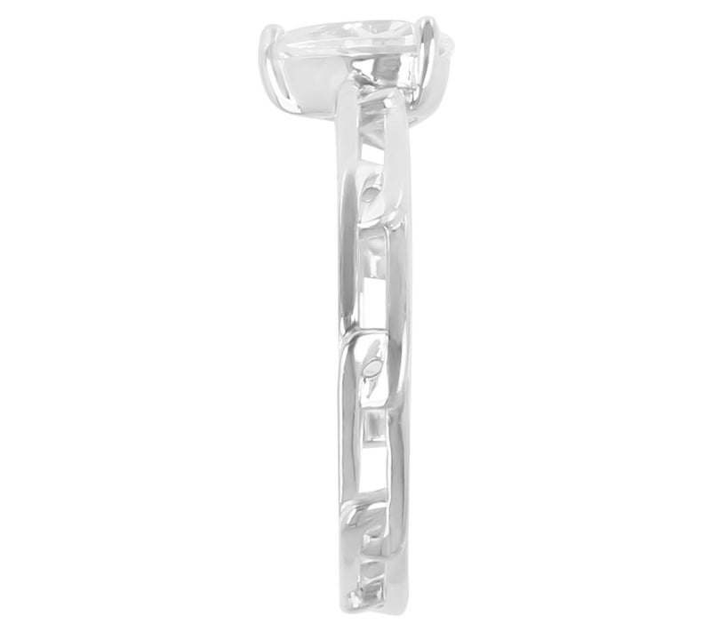 Diamonique 0.75 cttw Pear Cut Paperclip Link Rg, Sterling — View 6