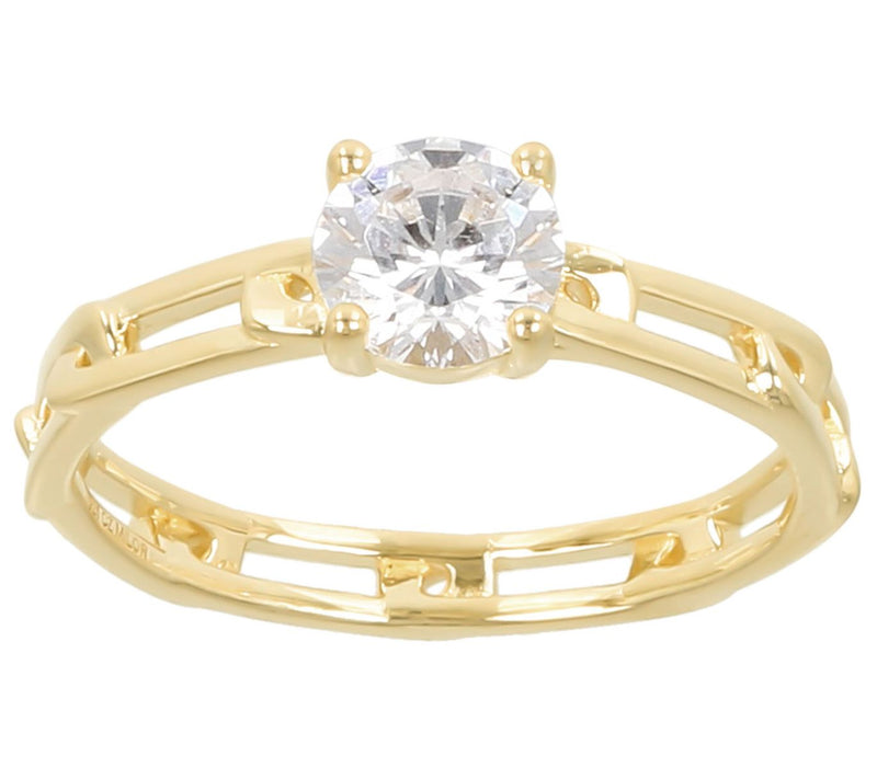Diamonique 0.90 cttw Round Cut Paperclip Link Ring, Sterling — View 5