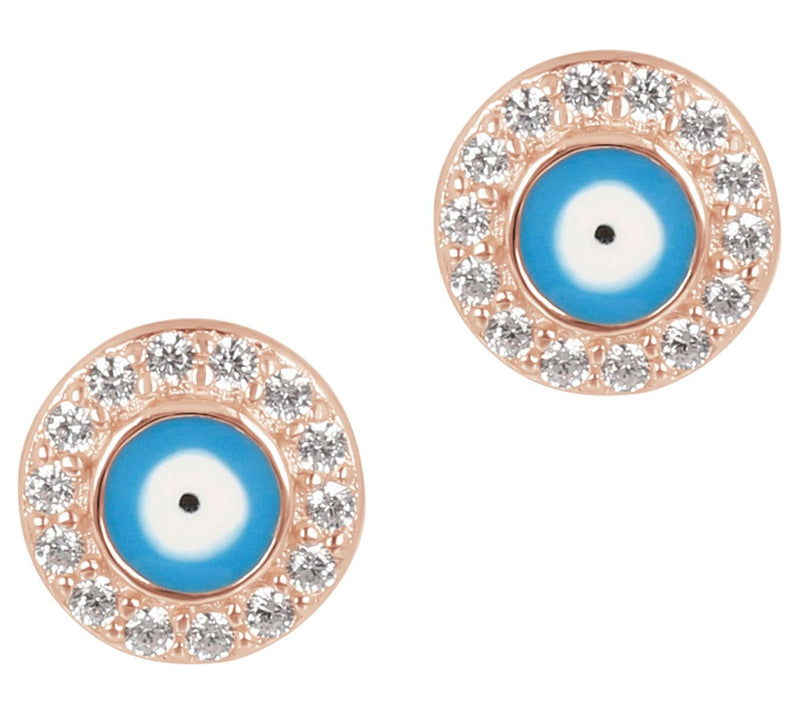 Diamonique Evil Eye Enamel Earrings, Sterling Silver — View 3