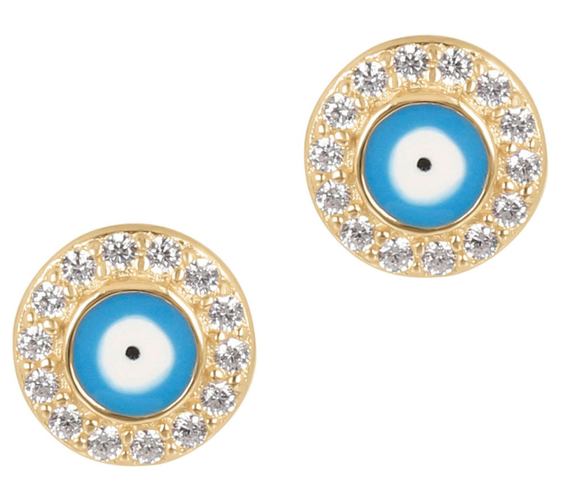 Diamonique Evil Eye Enamel Earrings, Sterling Silver — View 7