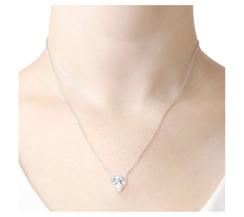 Diamonique 2.50 cttw Heart Necklace, Sterling S ilver — View 7