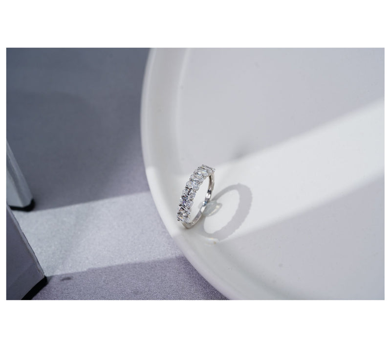 Diamonique Oval-Cut Semi-Eternity Band Ring, Sterling Silver — View 8