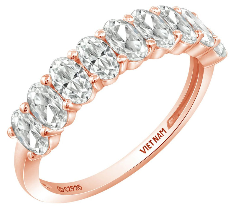 Diamonique Oval-Cut Semi-Eternity Band Ring, Sterling Silver — View 3