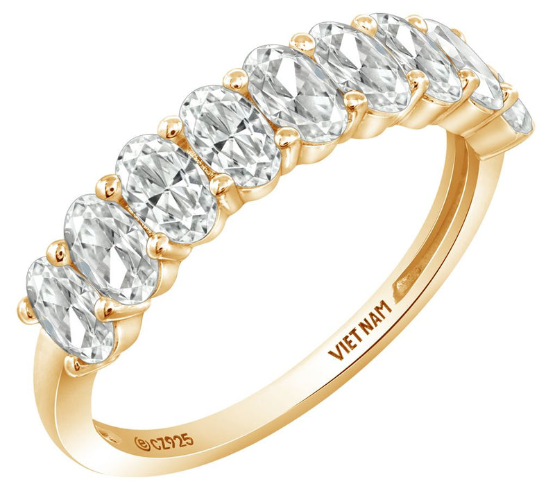 Diamonique Oval-Cut Semi-Eternity Band Ring, Sterling Silver — View 7