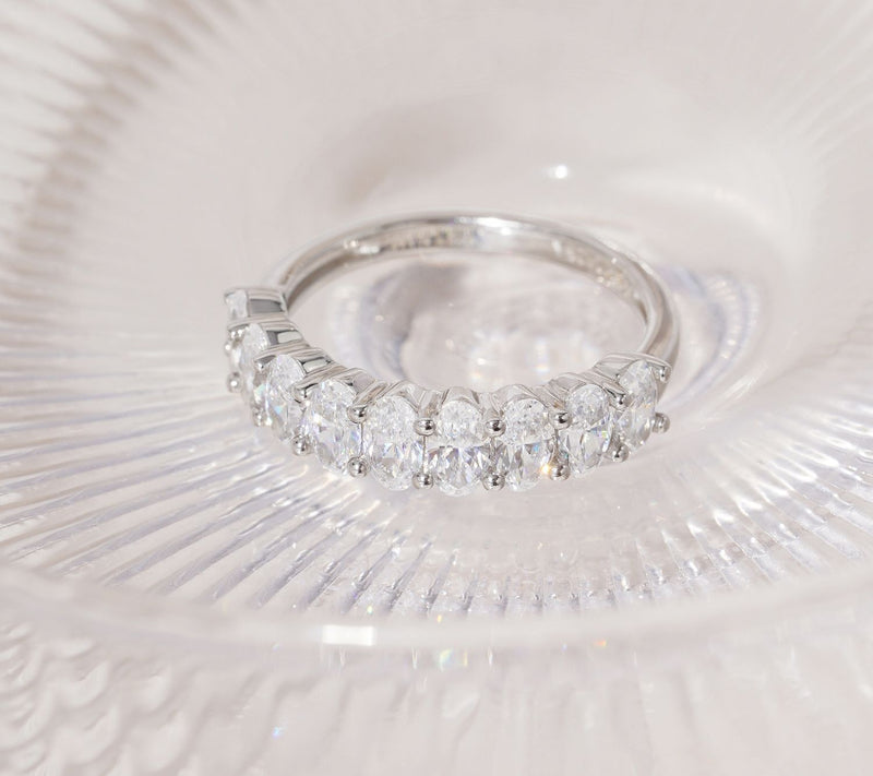 Diamonique Oval-Cut Semi-Eternity Band Ring, Sterling Silver — View 10