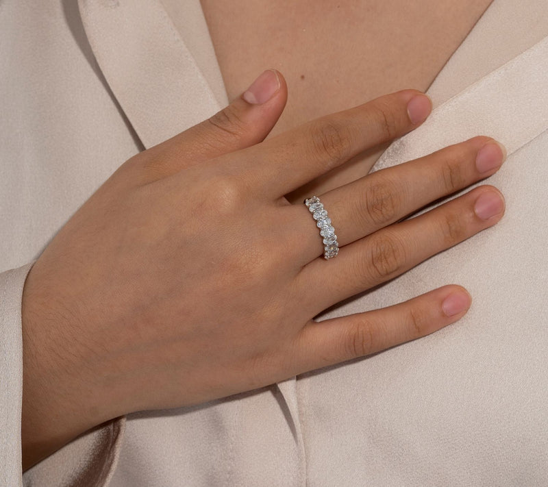 Diamonique Oval-Cut Semi-Eternity Band Ring, Sterling Silver — View 9