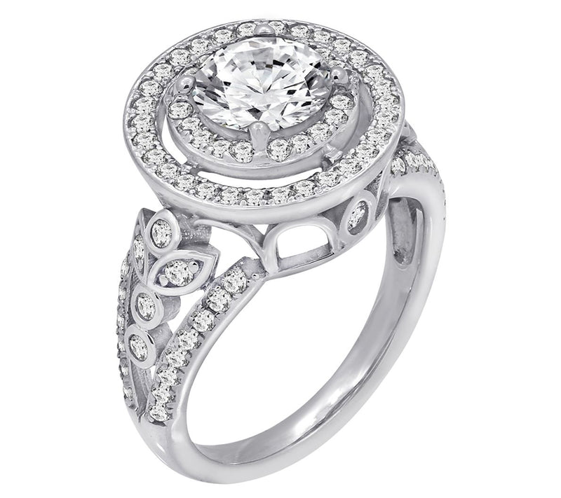 Diamonique 2.35 cttw Halo Ring, Sterling Silver — Main view