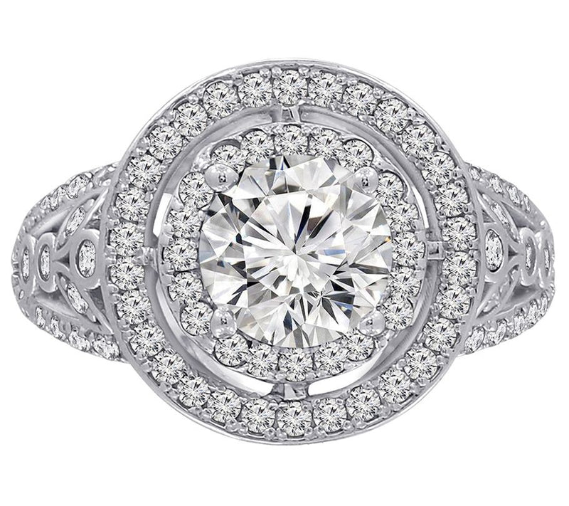 Diamonique 2.35 cttw Halo Ring, Sterling Silver — View 5