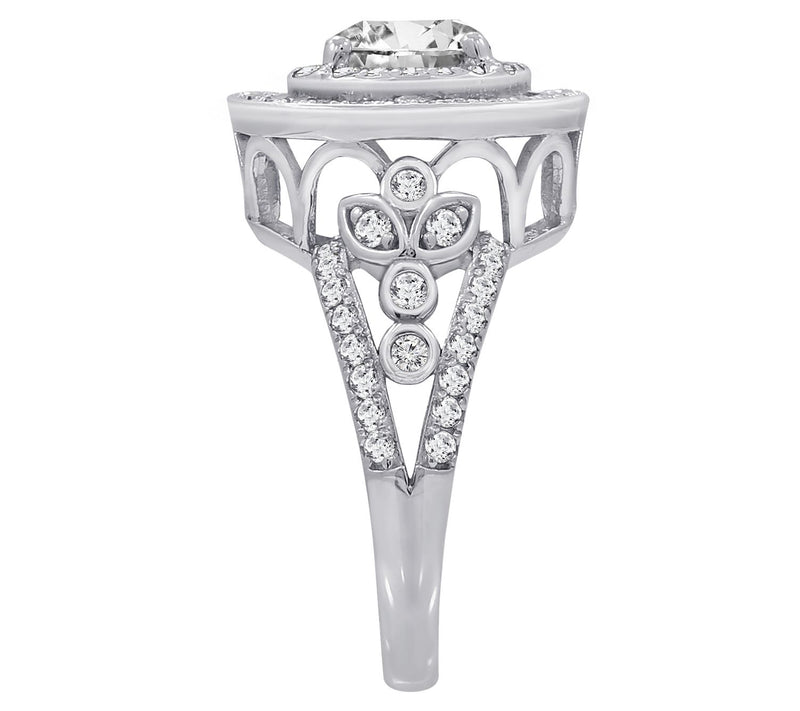 Diamonique 2.35 cttw Halo Ring, Sterling Silver — View 4