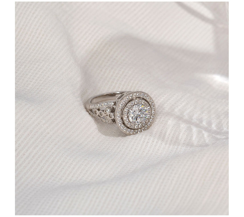 Diamonique 2.35 cttw Halo Ring, Sterling Silver — View 6