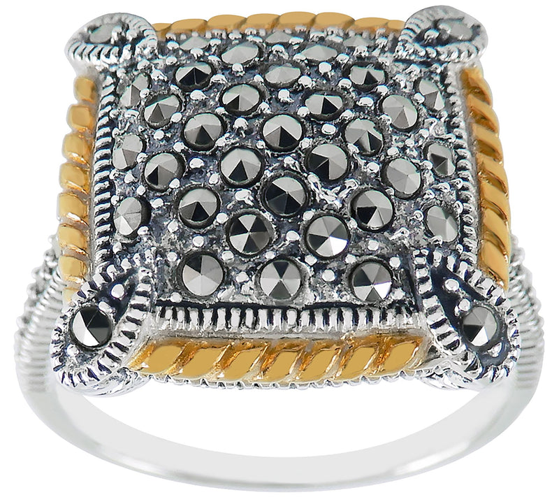 Suspicion Two-Tone Marcasite Rope Accent Ring — View 4