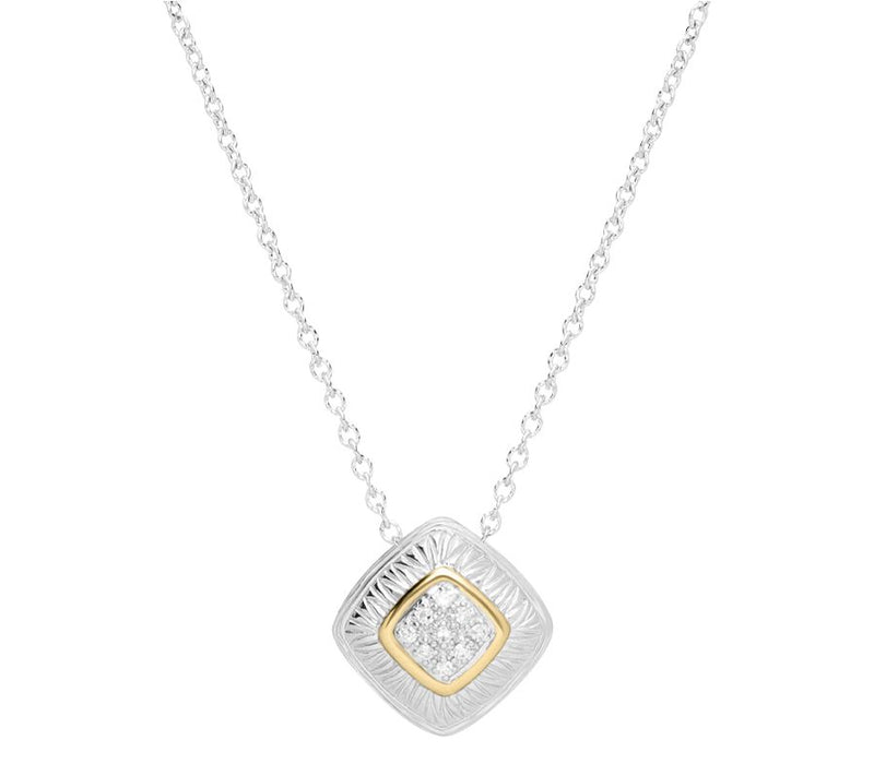 Ariva Sterling Silver & 18K Gold Diamond Pave Necklace — View 3
