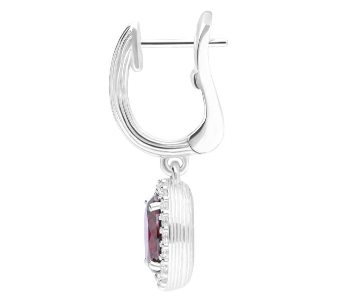 Ariva Sterling Silver Rhodolite & White Topaz Halo Earrings — View 4