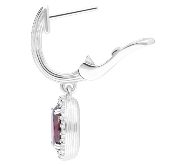 Ariva Sterling Silver Rhodolite & White Topaz Halo Earrings — View 5